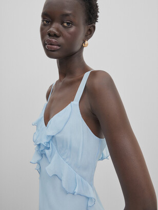 【Massimo Dutti】Long flowing dress with ruffles Long flowing dress with ruffles · Cream · Caps And Hats